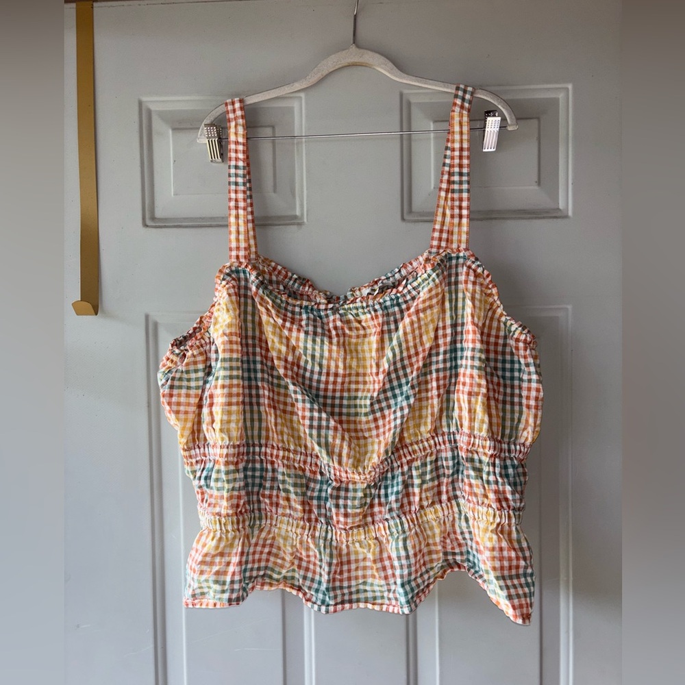Madewell seersucker Sophia peplum tank top size 3X